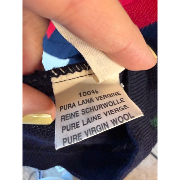 Vintage Burberrys of London Navy Argyle Virgin Wool Turtleneck Sweater Size 42 - Picture 5 of 10